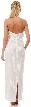 Halter V-Neck Leafy Bodice Beaded Long Formal Dress — back