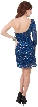 One Sleeve Fully Sequined Short Prom Party Dress  — back in Royal Blue
