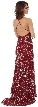 Halter Neck Sequined Long Formal Prom Dress with Train — back in Burgundy