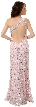 One Shoulder Bare Back Sequined Long Formal Prom Dress — back in Pink/Silver