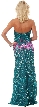 Strapless Exquisitely Sequined Long Formal Prom Dress  — back in Emerald Green/Fuchsia