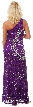 Long Sequined Formal Prom Dress with Rhinestones Waist — back