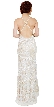 Spaghetti Straps V-Neck Sequins Long Formal Prom Dress — back in Ivory/Gold