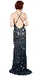 Spaghetti Straps V-Neck Sequins Long Formal Prom Dress — back