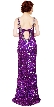 Broad Straps Front Slit Sequined Long Formal Prom Dress — back