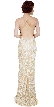 Round Halter Neck Cross Straps Long Sequins Prom Dress — back in Gold