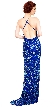 Round Halter Neck Cross Straps Long Sequins Prom Dress — back