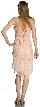 Knee Length Beaded Cocktail Party Dress with Asymmetric Hem — back in Peach