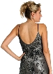 Medium Length Flared Beaded Formal Cocktail Dress — back in Black color