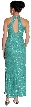 Halter Neck Sequined Cocktail Dress — in Emerald Green