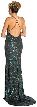 Criss-Crossed Sparkling Beaded Formal Prom Dress — back in Brown/Teal