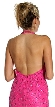 Halter-Neck Formal Prom Dress with Bare Back — back in Fuchsia