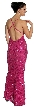 Swirled Design Bodice Formal Prom Dress — in Fuchsia back view