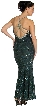 Bejeweled Shimmer Prom Dress with Elegant Back Design — in Hunter Green back view