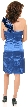 Glossy Short Party Dress With Shoulder Applique   — back in Royal Blue
