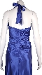Halter Neck Empire Cut Satin Formal Dress — in Purple back view