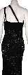 One Shoulder Shirred Bodice Sequined Formal Dress — back view of Black color