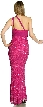 One Shoulder Shirred Bodice Sequined Formal Dress — back