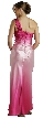 Two Tone Single Shoulder Satin Evening Dress — back in Magenta