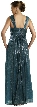 Two Tone Metallic Print Long Formal Evening Dress — back in Teal