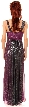 Two Tone Metallic Print Long Formal Evening Dress — back