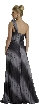Two-tone Single Shoulder Shimmering Formal Evening Dress — back