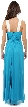 V-Neck Two Tone Long Formal Bridesmaid Dress — back in Turquoise/Ivory