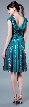 Printed Two Toned Short Dress with Metallic Texture — back