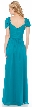 Cap Sleeve Long Formal Dress with Spaghetti Straps — back