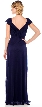 Cap Sleeve Long Formal Dress with Beaded Waist — back in Navy