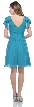 Wrap Style Short Party Dress with Ruffled Sleeves — back