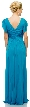 V-Neck Long Formal MOB Dress with Flutter Sleeves — back in Dark Turquoise