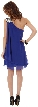 Roman Inspired One Shoulder Draped Cocktail Party Dress  — back in Royal Blue