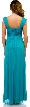Empire Cut Long Formal Dress with Cap Sleeves  — back in Dark Turquoise