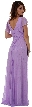Glittered V-Neck Long Formal Dress with Flutter Sleeves — back in Lilac