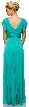 Glittered V-Neck Long Formal Dress with Flutter Sleeves — back