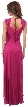 Broad Straps Cowl Neck Long Formal Dress with Draped Skirt — back in Magenta