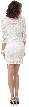 Floral Pattern Lace Short Party Dress with 3/4 Sleeves — back in Ivory