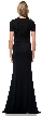 Short Sleeve V-neck Beaded Waist Long Formal Dress — back