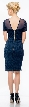 Short Sleeves Form Fitting Short Formal Party Dress in Lace — back in Navy