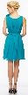 Pleated Short Party Dress with Floral Shoulder & Waist Sash — back