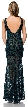 Racer Front Long Metallic Lace Formal Cocktail Dress — back