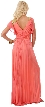 Ruffle Sleeves Long Formal Bridesmaid Dress with Sequins — back in Coral