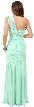 One Shoulder Shirred Mermaid Style Long Formal Prom Dress — back in Mint