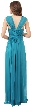 Scoop Neck Broad Straps Shirred Long Formal Bridesmaid Dress — back in Jade Green