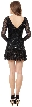 Full Sleeves Flared Skirt Sequined Mini Party Dress — back