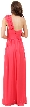 One Shoulder Long Formal Prom Dress with Floral Applique — back