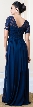 Sequins Lace Bodice Half Sleeves Long Formal Evening Dress. — back