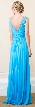 V-Neck Bejeweled Shoulders Ruched Formal Bridesmaid Dress — back
