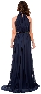 High Halter Neck Long Formal Bridesmaid Dress with Keyhole — back in Navy